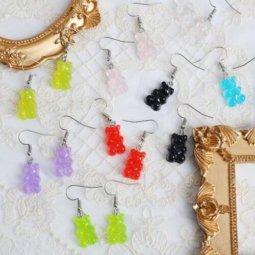 Cute Cartoon Animal Jelly Bear Stud Earring Acrylic Colorful Statement Minimalist Piercing Earrings For Women Girls 2020 Trend