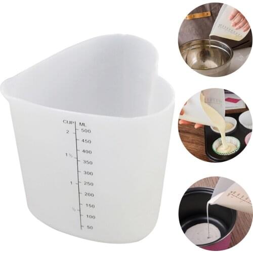 500ML Heart Shape Silicone Measuring Cups Thicken Soft Ovenproof Flexible Pinch Pour Cup DIY Cake Baking Tools Kitchen Supplies