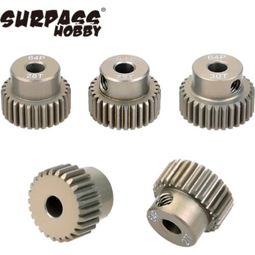 Surpass Hobby 5Pcs 64DP 3.175mm 21T-25T/26T-30T/31T-35T/36T-40T/41T-45T/46T-50T Pinion Motor Gear for 1/10 rc Car