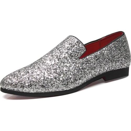 Party Shoes Men Classic Glitter Loafers Men Gold Shoes Wedding Dress Elegant Shoes Men 2021 Zapatos De Hombre De Vestir Formal