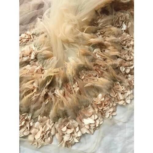 5yd/lot embroidered Net Lace super Quality feather French tulle mesh Lace Fabric SYJ-6110 for party dress