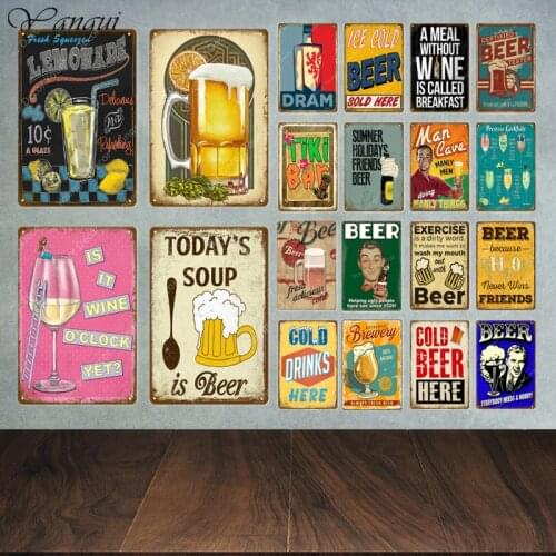 Funny Metal Tin Signs Beer Plaque Vintage Tiki Bar Metal Plate Wall Decor Man Cave Decorative Painting Wine Poster YA010