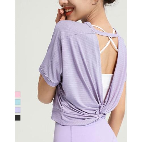 Womens Yoga Shirt Backless Sexy Crop Top Gym Fitness Sportswear Running Workout T-shirt Sports Loose Tank Tops Jogger Vest