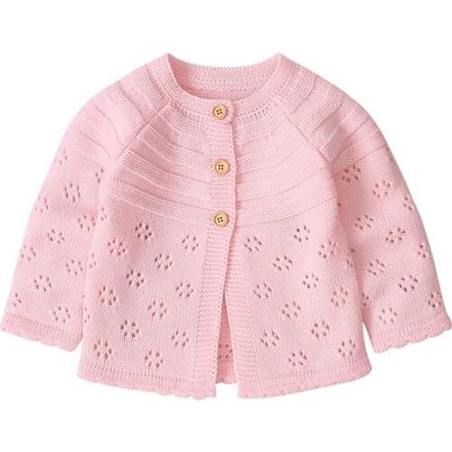 Baby Girl Winter Coat Fashion New Cardigan Coat Girl Hollow Out Coat Autumn Knitted Outwear Princess Baby Clothes