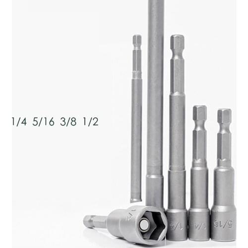 1Pcs 1/4 3/8 1/2 5/16 7/16 Inch Magnetic Hex Socket Sleeve Bit Nut Driver for Power Drills Impact Drivers Hand Drills Tools