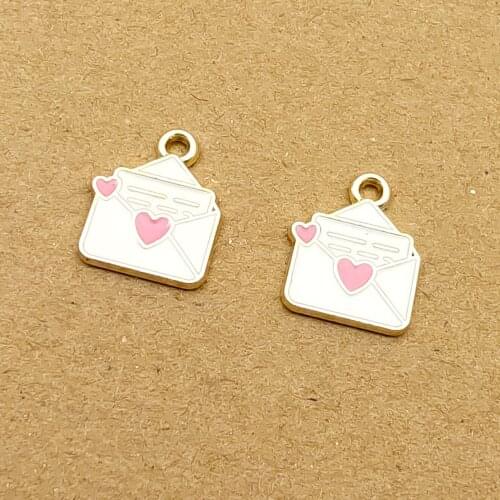 10pcs 13x15mm enamel envelope charm for jewelry making and crafting earring pendant necklace bracelet charms
