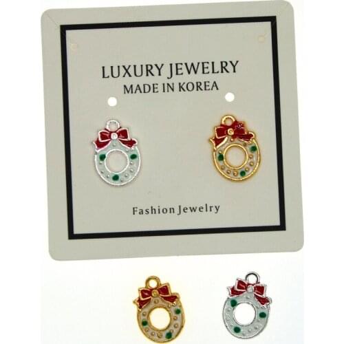 10pcs Christmas Wreath Hanging Tree Pendant European and American Christmas Accessories Earrings Pendant Handmade DIY Jewelry