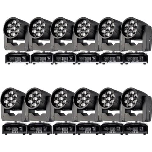 12pcs/lot DMX512 7pcs 12w Zoom RGBW stage DJ zoom led moving head wash 7*12W Led Wash Moving Head With Zoom