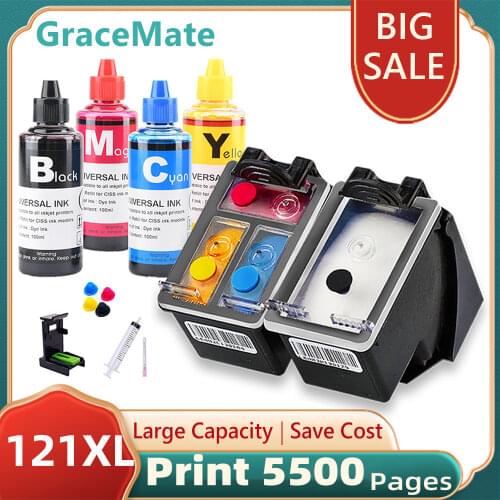 121XL Deskjet D2563 F4283 All-in-One F2423 F2483 F2493 F4213 F4275 F4583 Printer Ink Cartridge Replacement for HP Inkjet 121 XL