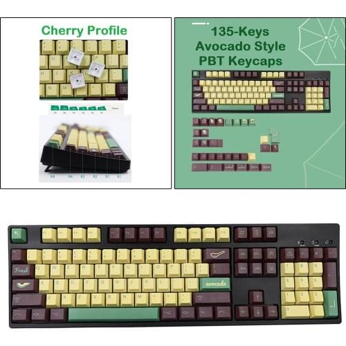 135 Keys Avocado theme Dye Sublimation PBT Keycaps DIY for Most Mechanical Keyboards