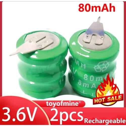 2x 14h Ni-MH 3.6V 80mAh Rechargable Battery Cells 8mA