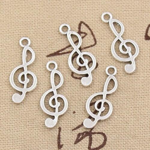 30pcs Charms Musical Note 26x10mm Antique Bronze Silver Color Pendants Making DIY Handmade Tibetan Bronze Silver Color Jewelry