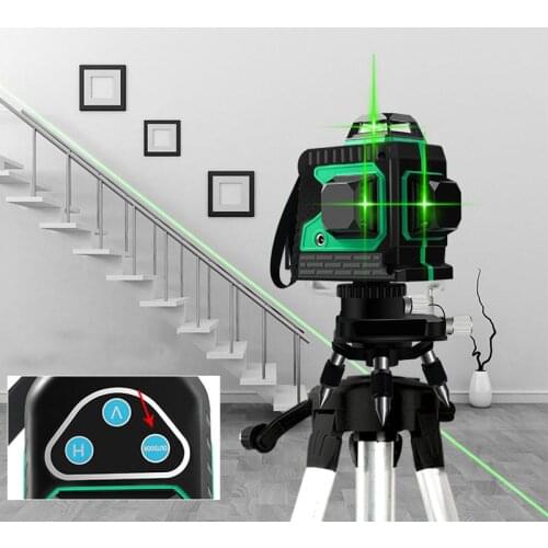 3D 12 Lines Green Light Professional Laser Level Measure Tools 360 Degree Vertical Self-leveling Indoor Outdoor Measuring Cross