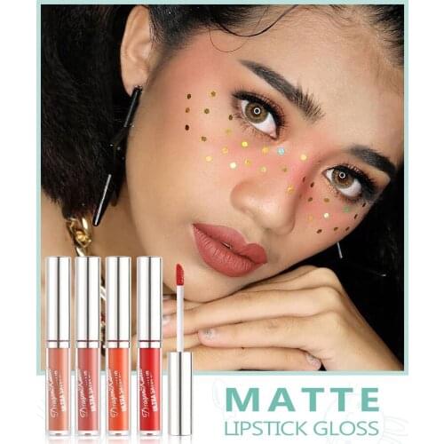 4PCS Velvet Matte Liquid Lipstick Waterproof Lip Gloss Long Lasting Lipstick Lip Glaze Women Sexy Red Lip Tint Beauty Cosmetic