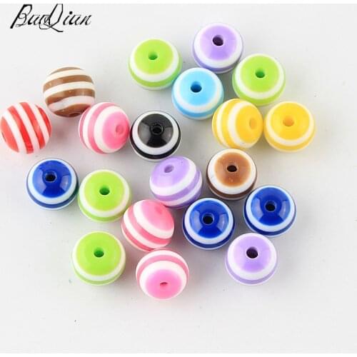 5-100pcs Striped Round Resin Spacer Beads for Jewelry Making Necklace Bracelet 6 8 10 20mm Beads