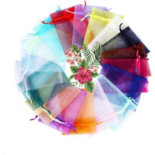 50Pcs Organza Bag Jewelry Packaging Gift Candy Wedding Party Goodie Packing Favors Pouches Drawable Bags Present Sweets Pouches