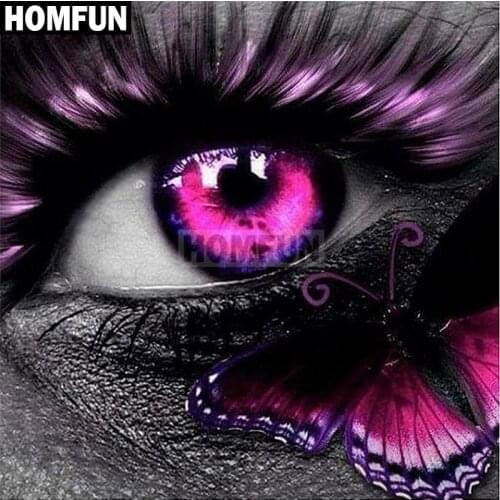 HOMFUN Full Square/Round Drill 5D DIY Diamond Painting "Eye Butterfly" Embroidery Cross Stitch 5D Home Decor Gift A02265