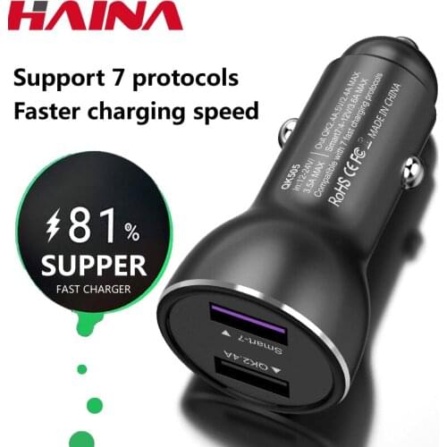 QC 3.0 fast charging car charger for Huawei FCP P30 P20 Mate 10 plus Pro Nova 6 5 super car harger 2 USB c charger charging