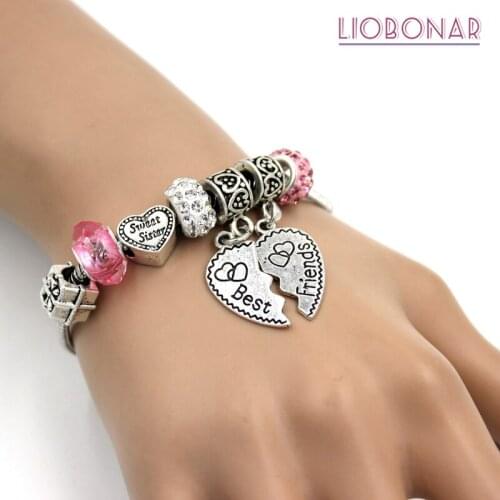 6PCS Best Friends Bracelet European Style Bead Bracelet for BBF Best Friends Gift Jewelry Bijoux Pulsera