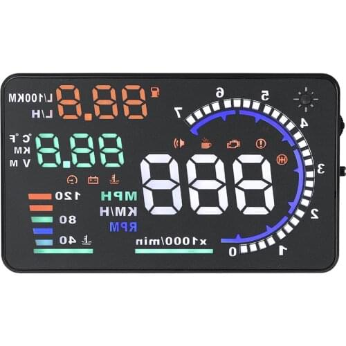Car Head Up Display A8 HUD 5.5 Inch Projector Glass Vehicle Auto DigitalCar Driving Data Display Speed RPM Water Temperature HUD