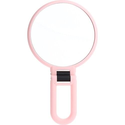 Double-Sided Folding Portable Makeup Cosmetic Mirrors With Handle/Stand