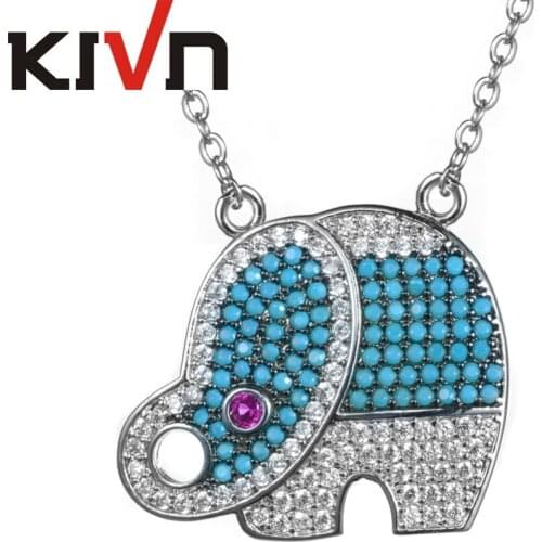 KIVN Fashion Jewelry Pave Cubic Zirconia Lucky Animal Elephant Womens Girls Pendants Necklaces Birthday Gifts 6pcs Lot Wholesale