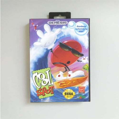 Cool Spot - USA Cover With Retail Box 16 Bit MD Game Card for Sega Megadrive Genesis Video Game Console