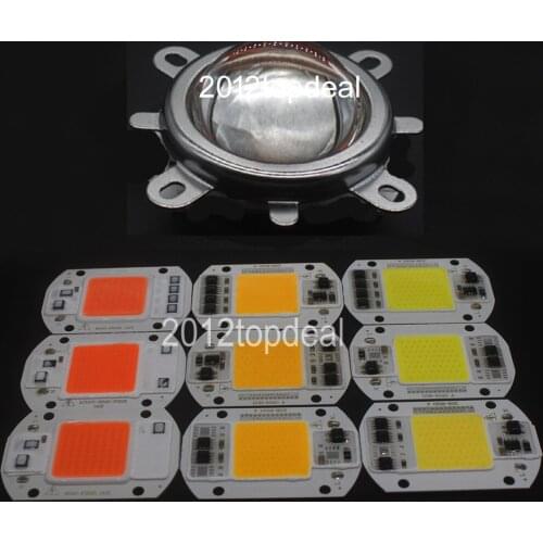 LED COB Grow Chip White Chip+Lens Reflector 50W 30W 20W 220V For LED Flood Light DIY Outdoor light