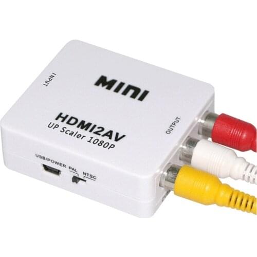 MINI HDMI TO AV Scaler Adapter HD Video Converter Box HDMI to RCA AV/CVSB L/R Video 1080P HDMI2AV Support NTSC PAL