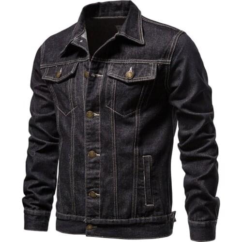 Autumn Slim Fit Mens Jackets New 2021 Cotton Lapel Denim Jacket Men Casual Solid Color Streetwear High Quality Jeans Jacket