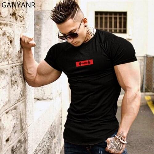 GANYANR Dry Fit Men Running T-Shirt Gym Sport Fitness Sportswear Crossfit Training Football Workout Clothes Quick Tee Rashguard