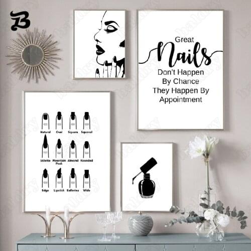 Wall Decoration Beauty Girl Wall Art Canvas Painting Nail Salon Polish Quote Modular Wall Pictures Posters and Prints Room Decor
