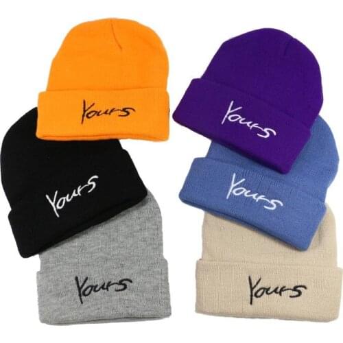 2019 New Unisex Hat Autumn And Winter Fashion YOURS Letters Outdoor Solid Color Casual Knit Hat Windproof Warm Neutral Cap