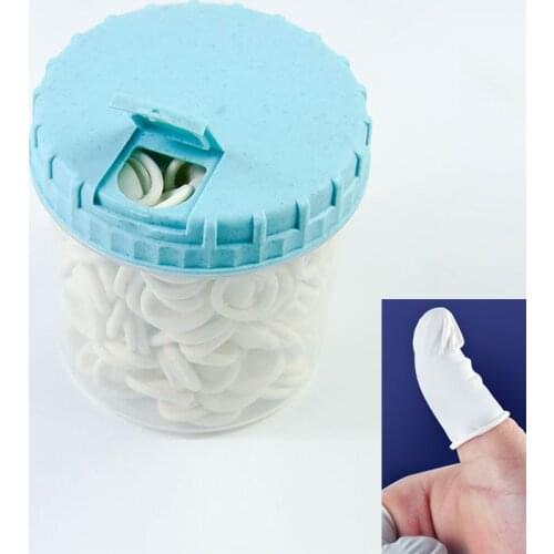 One box Latex Finger Cots Manicure Work Gloves Anti-slip Antistatic Latex Fingertip Fingers Protection Disposable Rubber Covers