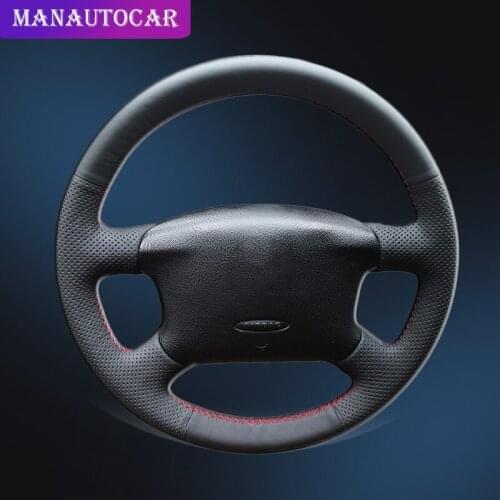 Car Braid On The Steering Wheel Cover for Volkswagen VW Passat B5 1996-2005 Golf 4 1998-2004 Seat Alhambra Hand Sewing Leather
