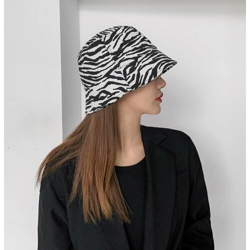 Fashion Zebra Pattern Bucket Hat Unisex Bob Caps Hip Hop Gorros Women Summer Panama Cap Beach Sun Fishing Boonie Hat Lady Cap
