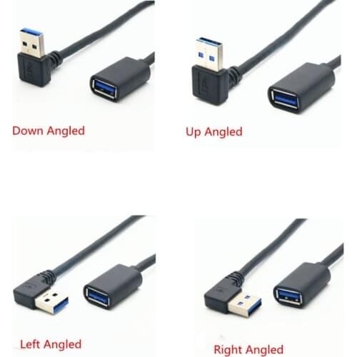 60cm USB 3.0 Male to USB 3.0 Female 90 Degree Extension Cable Adapter Extender Fast Transmission Left/Right/Up/Down Angled 30CM