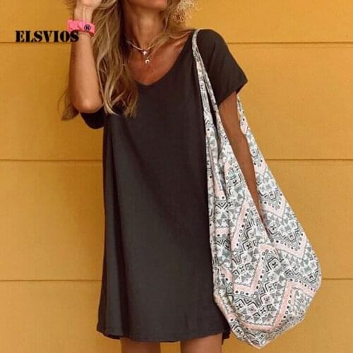 Spring Summer Casual Women Solid Color V Neck Short Sleeves Fashion New Mini Dress Sexy Elegant Office Female Slim Party Dresses