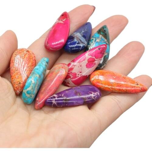 Natural Stone Pendants Long Water Drop Imperial Jasper Jewelry Accessories for Making Diy Women Earring Necklace Gifts