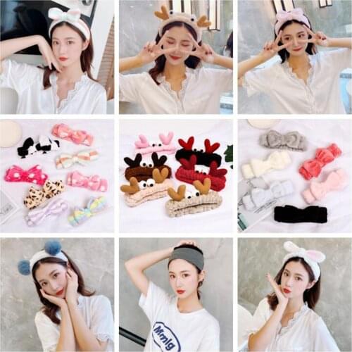 Simple Bow Hairband Soft Plush Headband For Women Girls lovely Wash Face Hair Holder Warm Coral Fleece Hair Accessories