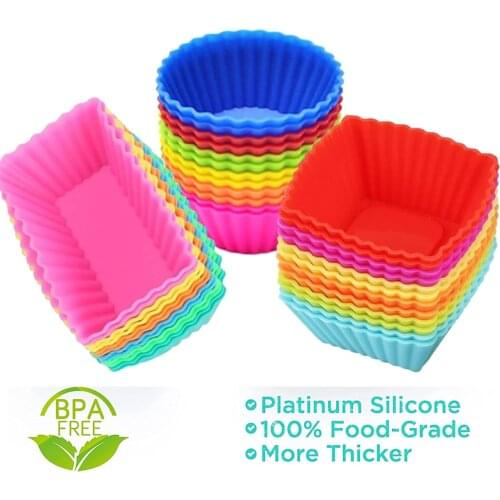 KongBaking Silicone Cupcake Liners Baking Cups Non-Stick Jumbo Reusable Muffin Molds Bento Bundle Lunch Box Dividers Baking Mold