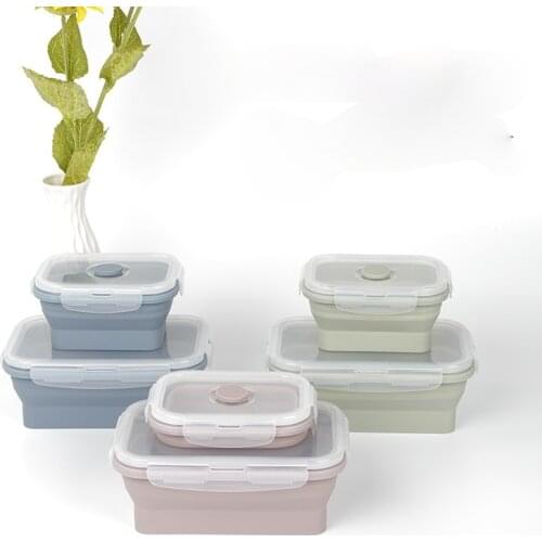 Silicone Lunch Box Outdoor Folding Bowl Microwave Oven Lunch Box Fresh Keeping Box Portable Lunch Box Telescopic Bowl Travel