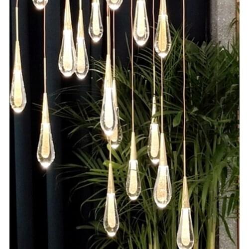 Water-drop Glass Pendant Lights Bedroom Bedside Lamp modern LED Designer Crystal Pendant Lamp Dining Room Kitchen Hanging Lamps