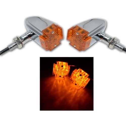 LED Flash Motorcycle Chrome Amber Cross Turn Signal Light Motorcycle Warning Lamp For CG125 GN125 Honda Yamaha Suzuki