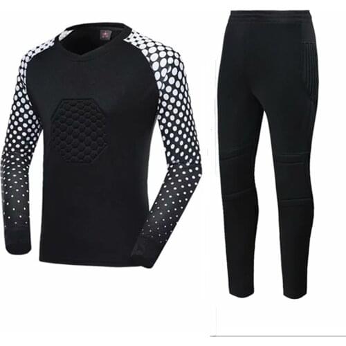 Kids Adult Goalkeeper Soccer Jersey Set Child Men Goalkeeper Football Uniform Sponge Protection Goalie Shirts Pants & Shorts