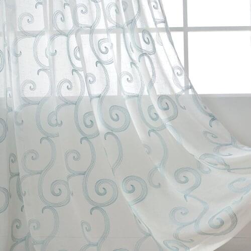 Embroidered Sheer Curtains for Living Room Bedroom Tulle Curtains Clouds Voile Curtains Panel Window Treatments Home Decor