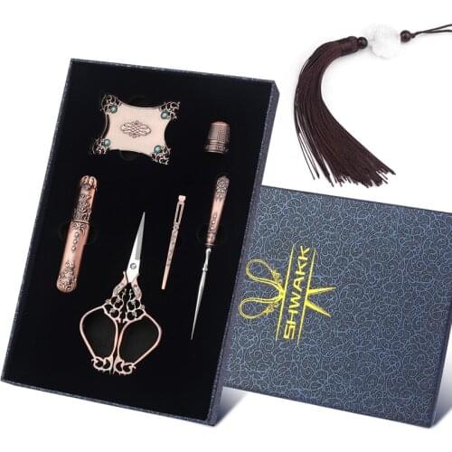 SHWAKK Embroidery Vintage European Style Scissors Stainless Steel for Cross Stitch Cutting Embroidery Sewing Handcraft DIY Tool