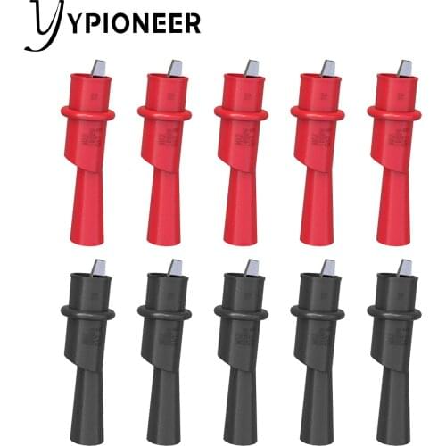 Cleqee P2008 10PCS Insulation Alligator Clip with 2mm Socket Metal Crocodile Clamp Test Accessories for Multimeter 1000V/10A