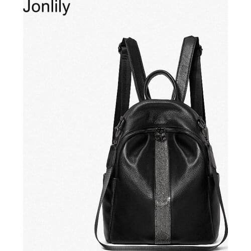 Jonlily Womens Small Backpack Genuine Leather Mini Daypack Female Fashion Trends City Pack Rucksack Teens Purse -KG618
