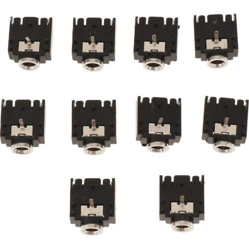 10pcs 3.5mm PCB Mount 3-Pin Terminals Female Audio Jack Socket Connector